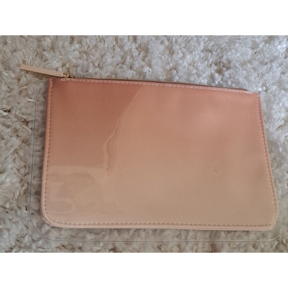 BURBERRY POUCH BAG OMBRE MAKEUP‎ BAG TOILETRY COSMETIC CASE CLEAR PEACH NWT - Picture 1 of 4